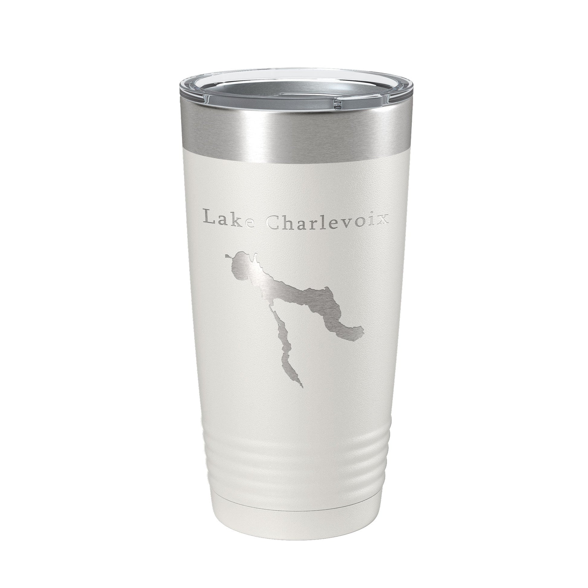 Lake Charlevoix Map Tumbler Travel Mug Insulated Laser Engraved Coffee Cup Michigan 20 oz-1