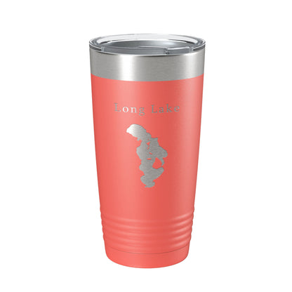 Long Lake Map Tumbler Travel Mug Insulated Laser Engraved Coffee Cup Grand Traverse County Michigan 20 oz-20
