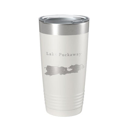 Lake Puckaway Map Tumbler Travel Mug Insulated Laser Engraved Coffee Cup Wisconsin 20 oz-1