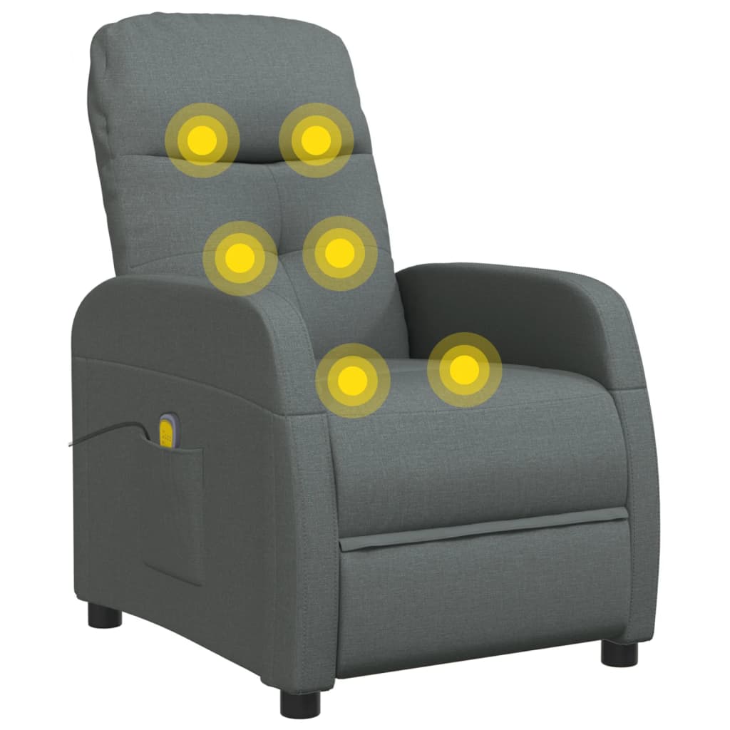 vidaXL Massage Chair Dark Gray Fabric-4