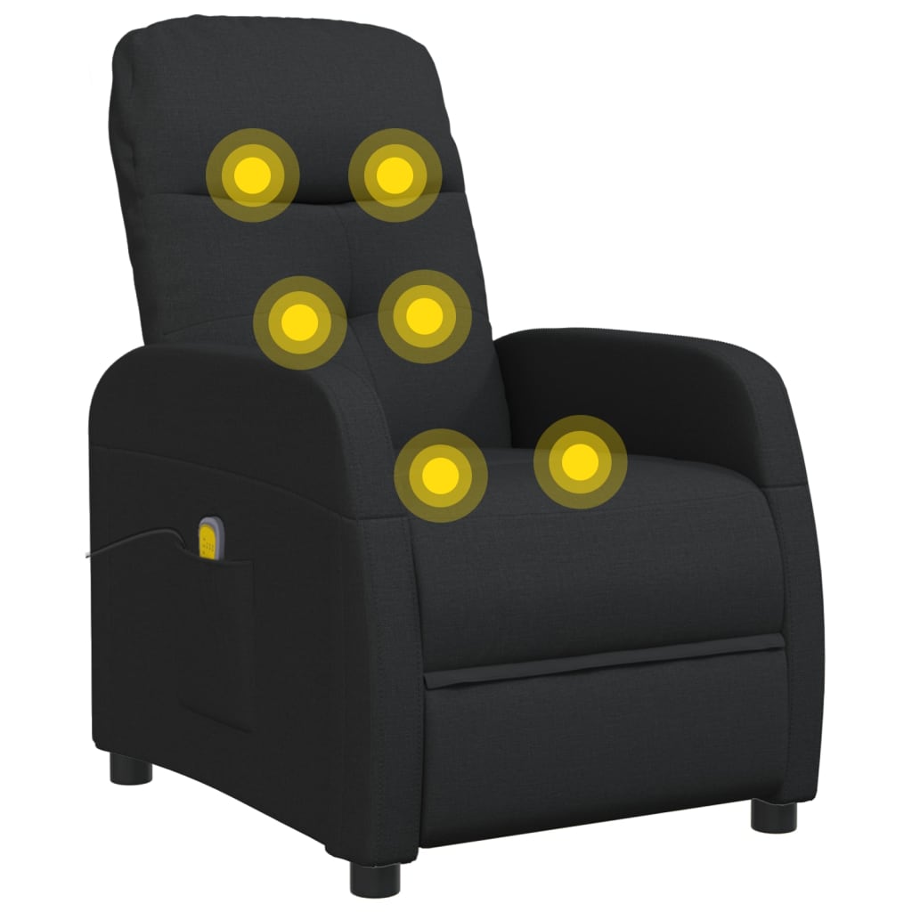 vidaXL Massage Chair Black Fabric-4