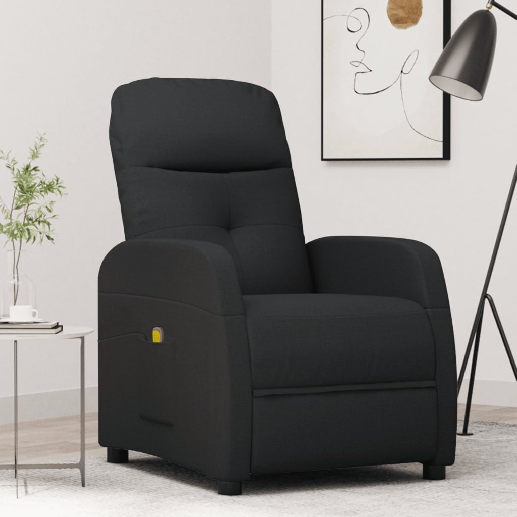 vidaXL Massage Chair Black Fabric-0