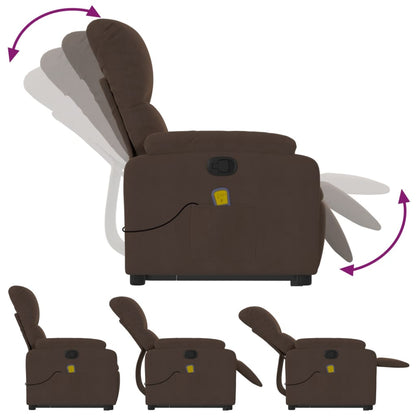 vidaXL Stand up Massage Recliner Chair Brown Microfiber Fabric-4