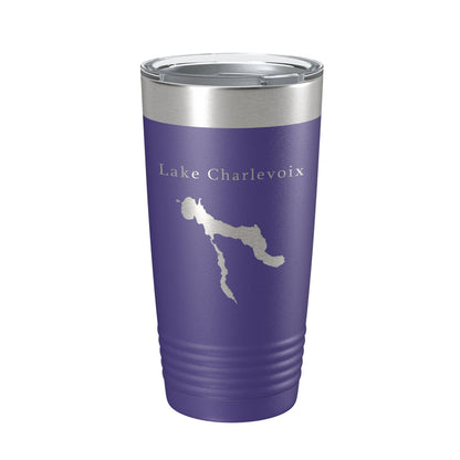 Lake Charlevoix Map Tumbler Travel Mug Insulated Laser Engraved Coffee Cup Michigan 20 oz-15