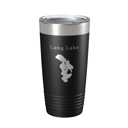 Long Lake Map Tumbler Travel Mug Insulated Laser Engraved Coffee Cup Grand Traverse County Michigan 20 oz-0